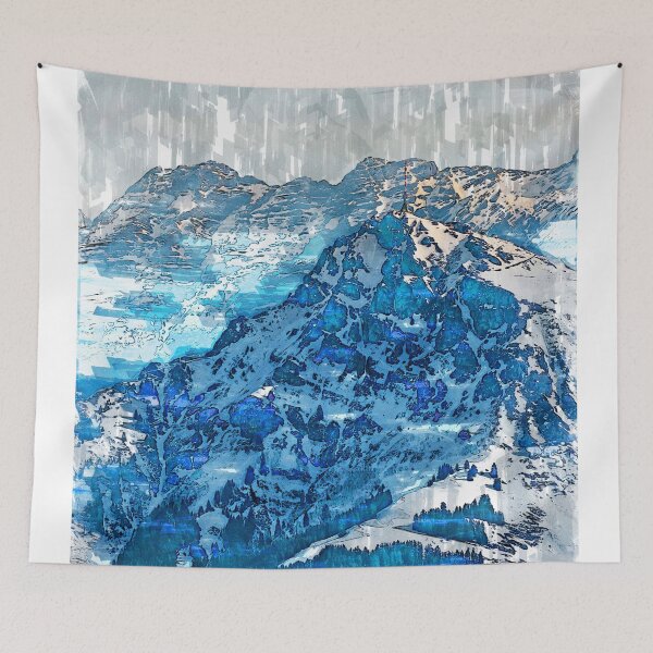 Item preview, Scenic Alps Austria Abstract Sketch. For Mountain Lovers. designed and sold by ColortrixArt.