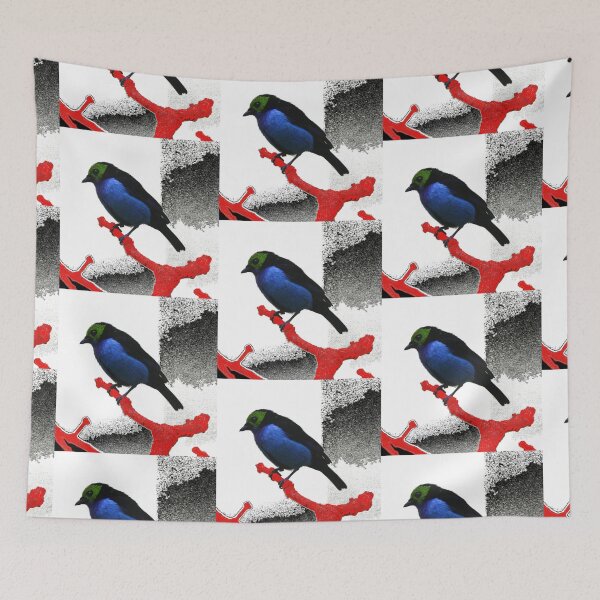 Artikelvorschau, Lonely Bird Abstract Natur im Freien Blau Schwarz Rot Weiß entworfen und verkauft von Aichelangelo.