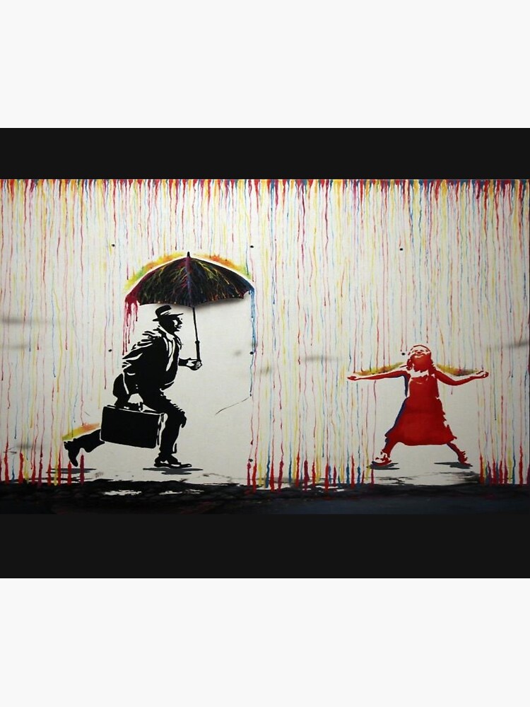 Discover Banksy In The Rainbow Rain Shower Curtain
