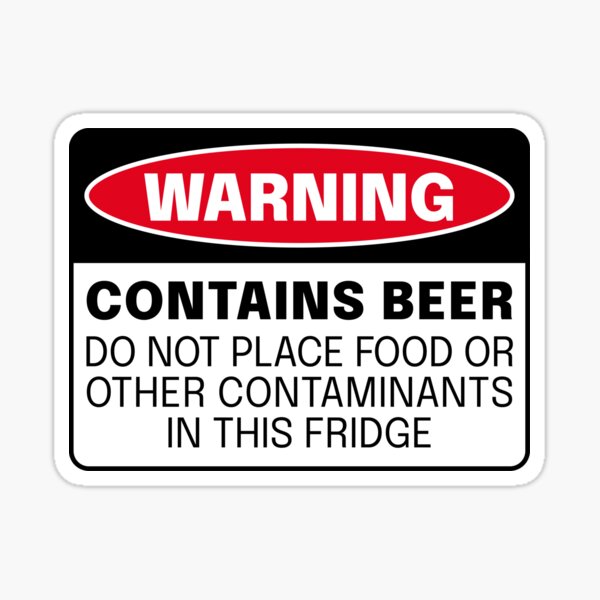 Warning Beer Fridge - Contains Beer Sticker