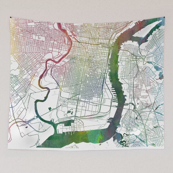 Item preview, Philadelphia Map Watercolor by Zouzounio Art designed and sold by zouzounioart.