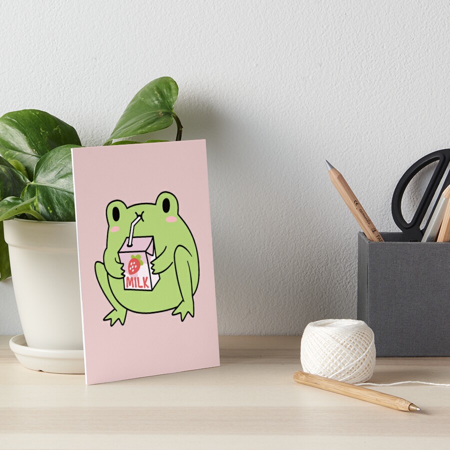 Cute Strawberry Milk Frog Frog Pin | Redbubble