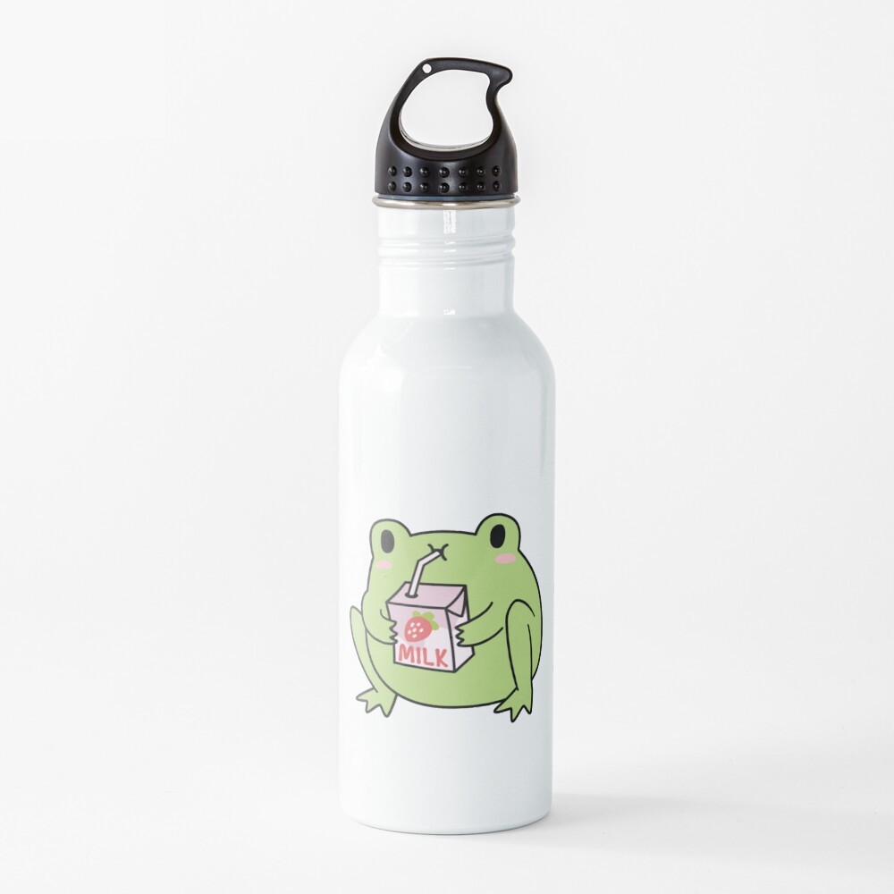 Cute Strawberry Milk Frog Water Bottle