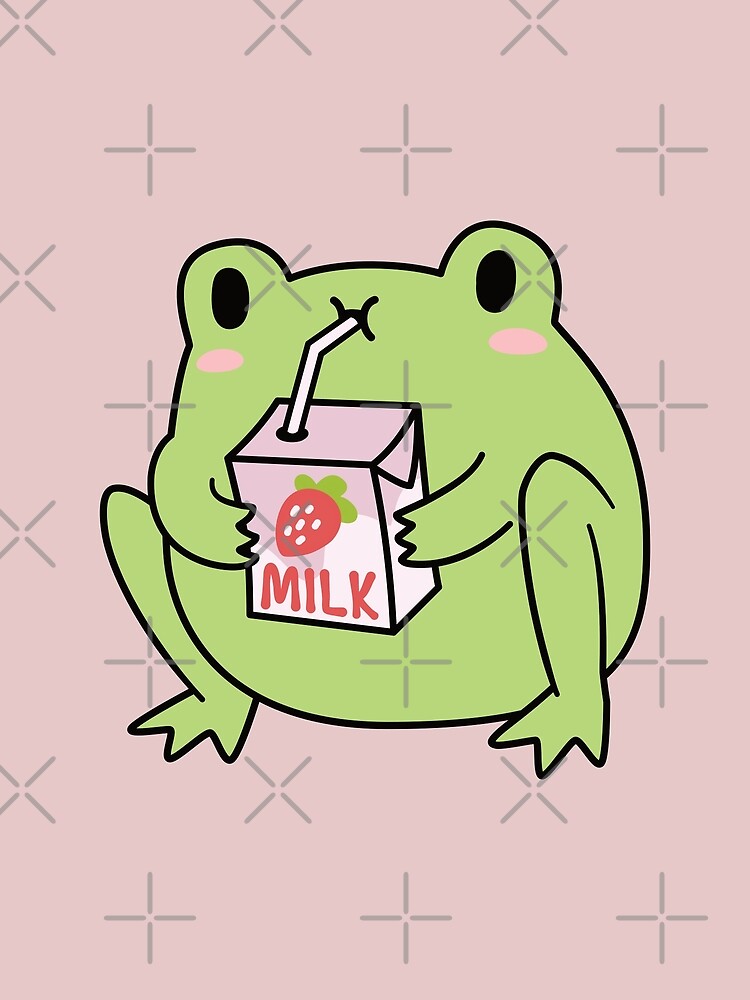 Cute Strawberry Milk Frog Premium Matte Vertical Poster