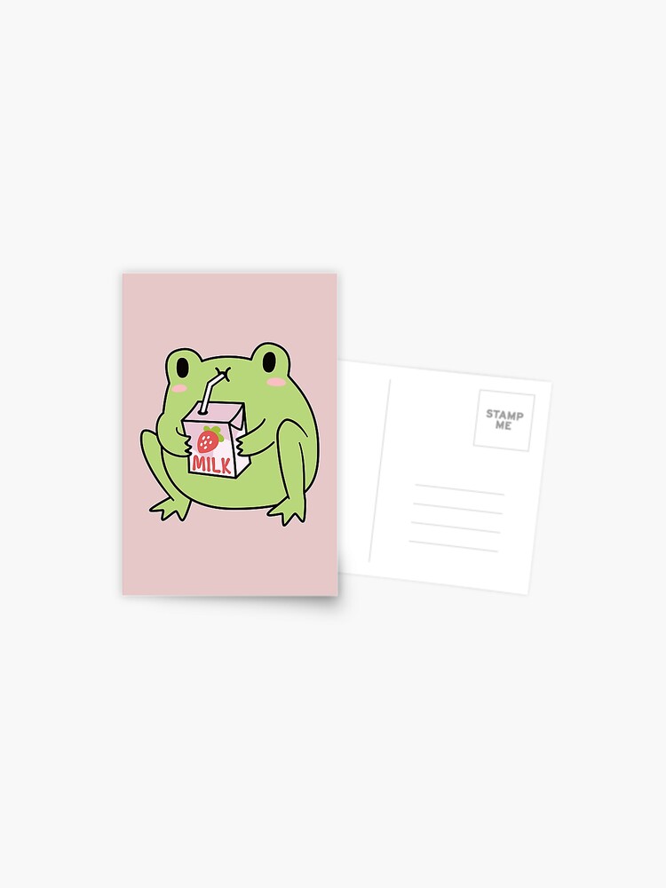 Cute Strawberry Milk Frog | Postcard