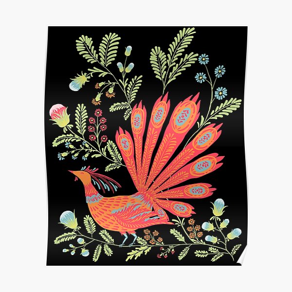 Firebird - Cute Floral Vintage Ukrainian Vyshyvanka Style Gift Poster