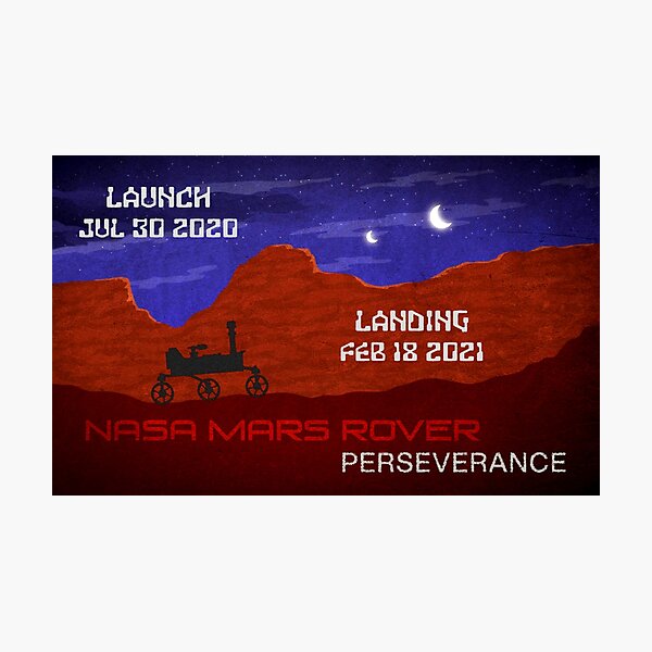 Item preview, NASA Mars Perseverance rover launch landing dates designed and sold by SolidEarthArt.