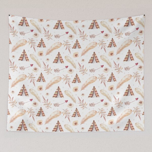 Item preview, Colorful Boho Pattern Watercolor Feather Art Board designed and sold by SimoCompany.
