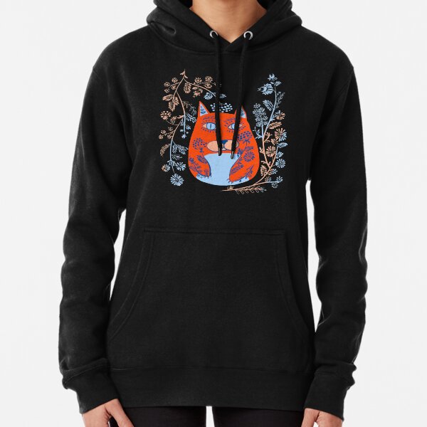 Magic Cat - Cute Floral Vintage Ukrainian Vyshyvanka Style Gift Pullover Hoodie