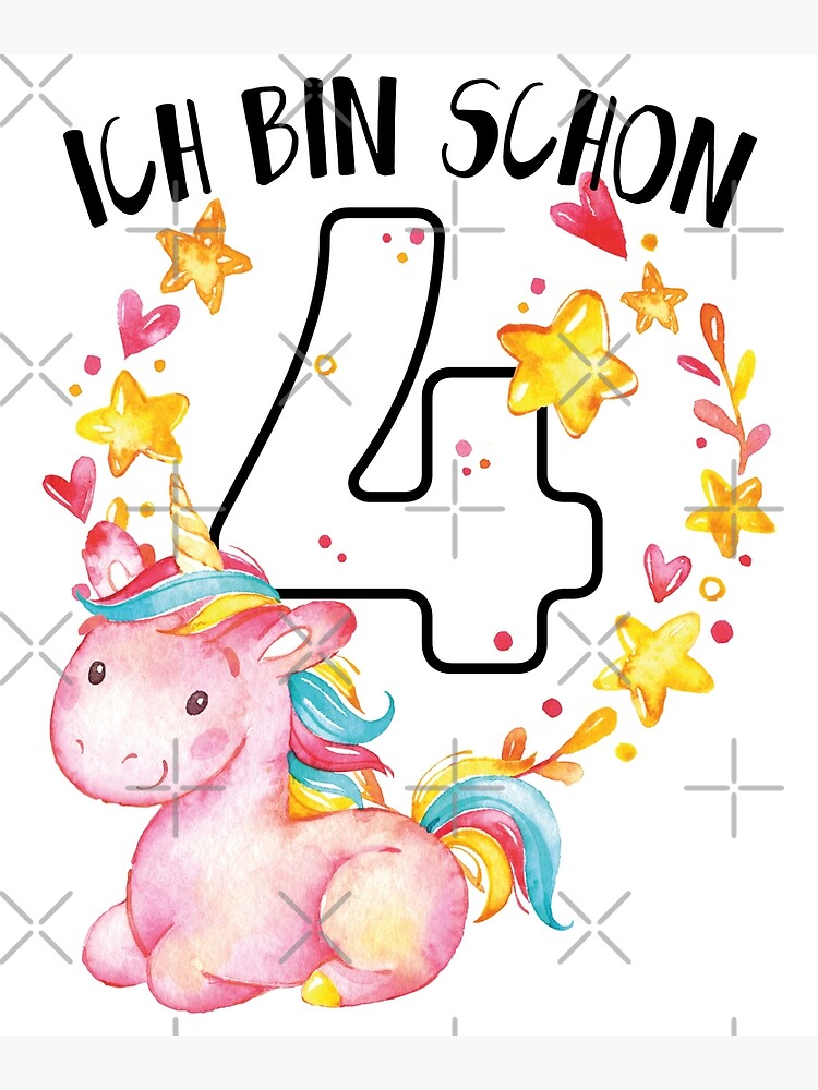 Mädchen T-Shirt 'Ich Bin 4' Einhorn - Geburtstags Shirt Für 4-jährige