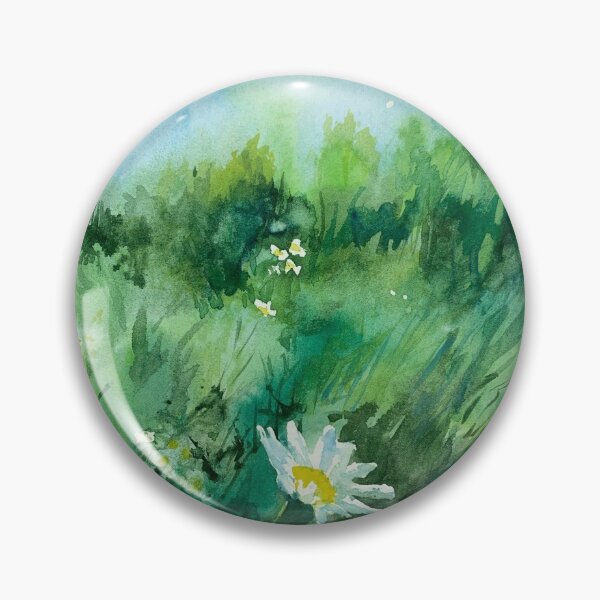 Item preview, chamomile field watercolor illustration designed and sold by DaryaGeft.