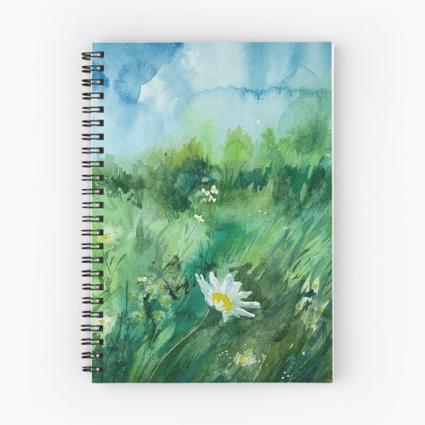 Item preview, chamomile field watercolor illustration designed and sold by DaryaGeft.