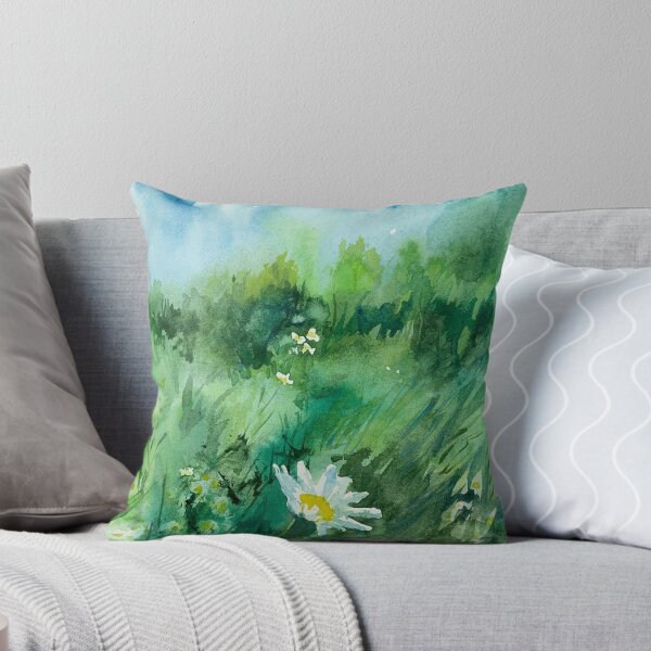 Item preview, chamomile field watercolor illustration designed and sold by DaryaGeft.