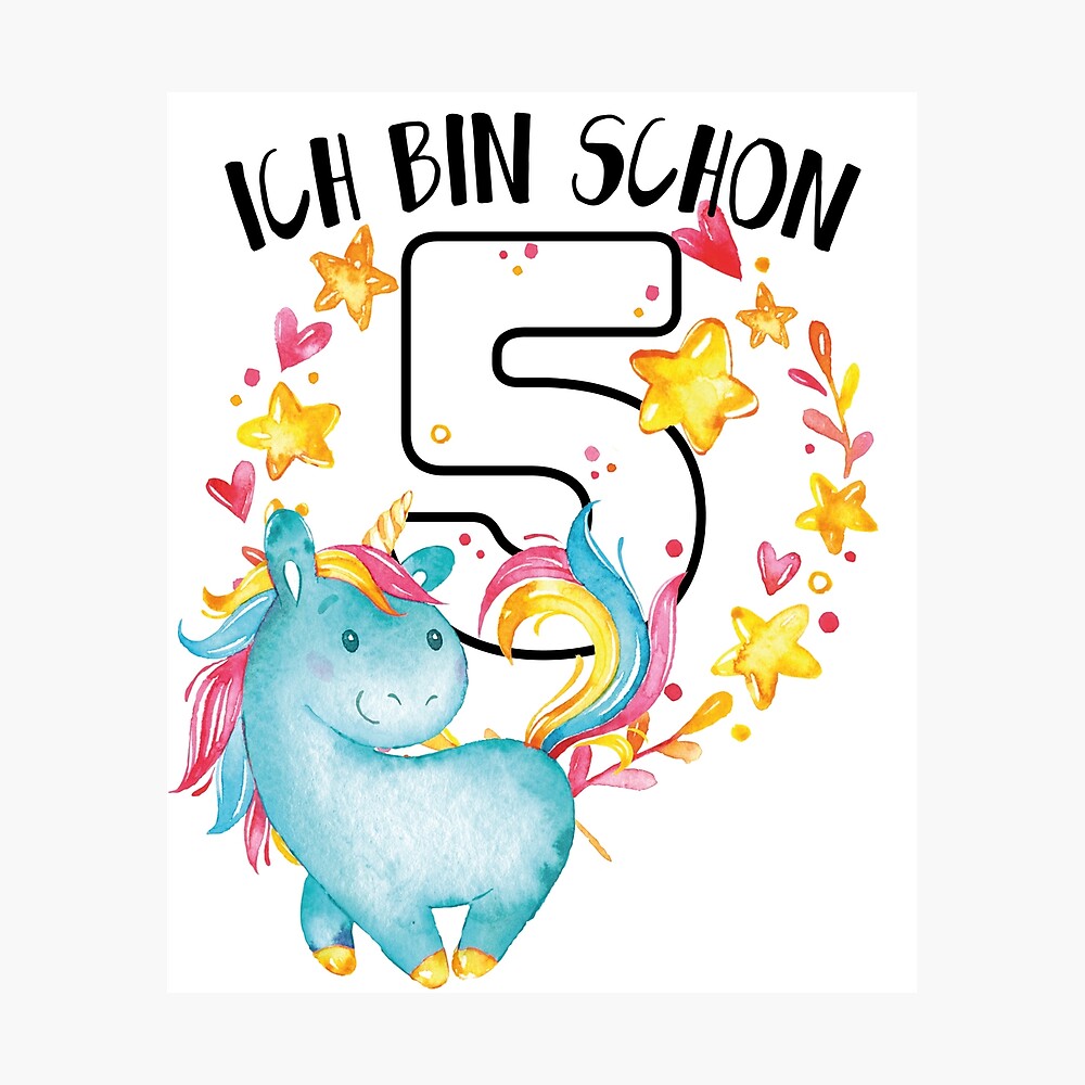 Póster for Sale con la obra «Cumpleaños de 5 años Regalos para niña  Unicornio 5to cumpleaños» de luannleonard