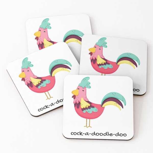 Item preview, Funny, cute, rooster, cock a doodle do, cartoon illustration, handwritten, cursive text. designed and sold by JellyBeenzz.