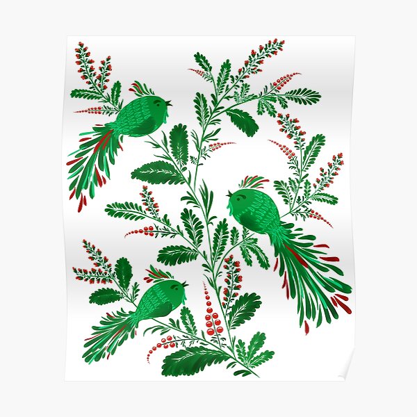 Magic Birds - Cute Floral Vintage Ukrainian Vyshyvanka Style Gift Poster