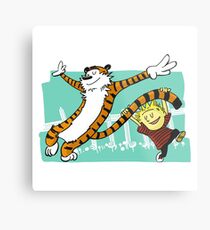 Calvin and Hobbes Dancing Metal Print