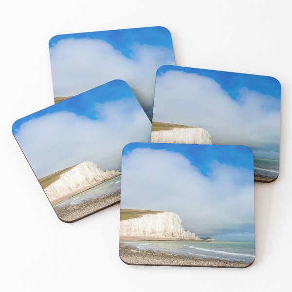 Item preview, Dramatic white cliffs, blue sky and shingle beach at Cuckmere Haven designed and sold by SnapTPhotograph.