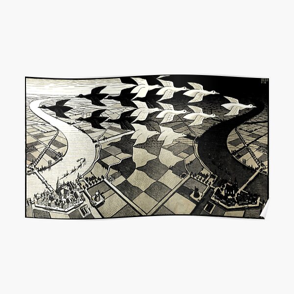Escher Tessellationen Tag und Nacht Poster