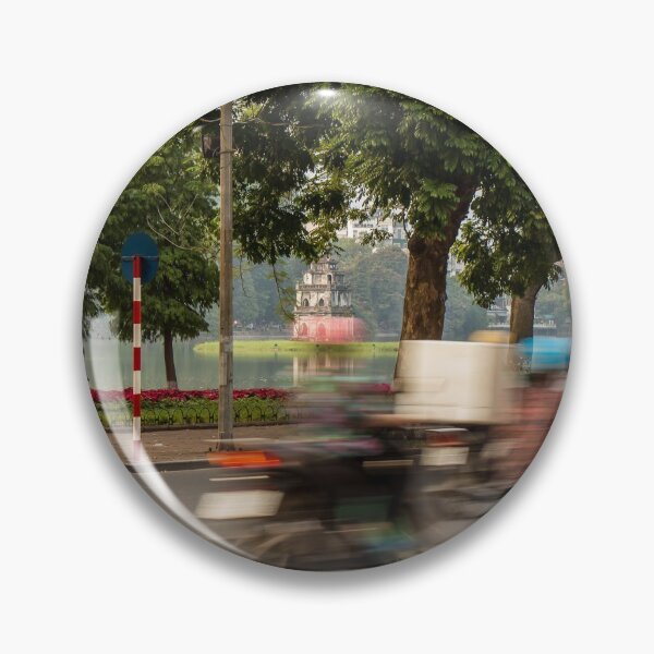 Item preview, Motorbike motion at Hoan Kiem lake and turtle tower in the background designed and sold by SnapTPhotograph.