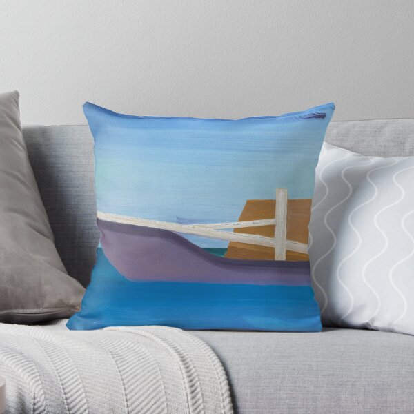 Purple boat Throw Pillow