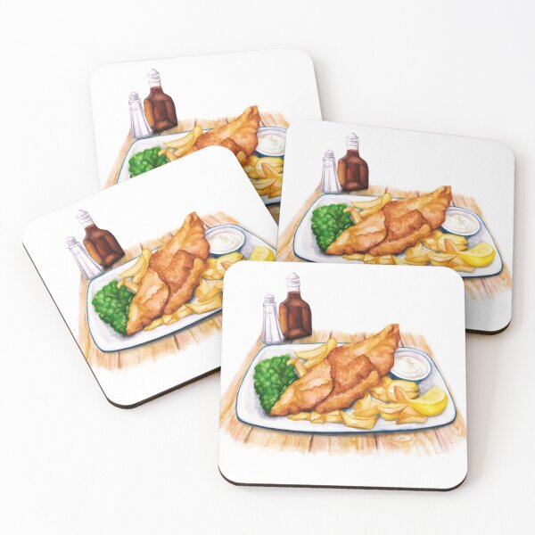 Item preview, Fish & Chips - Watercolour food illustration designed and sold by AmandaDilworth.