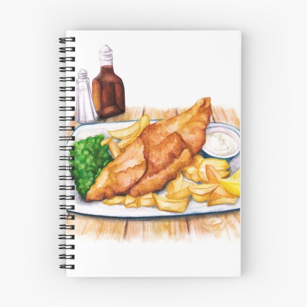 Item preview, Fish & Chips - Watercolour food illustration designed and sold by AmandaDilworth.