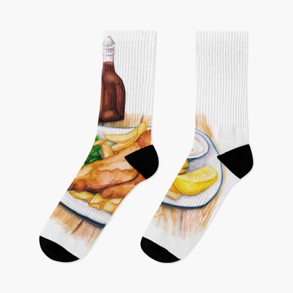 Item preview, Fish & Chips - Watercolour food illustration designed and sold by AmandaDilworth.