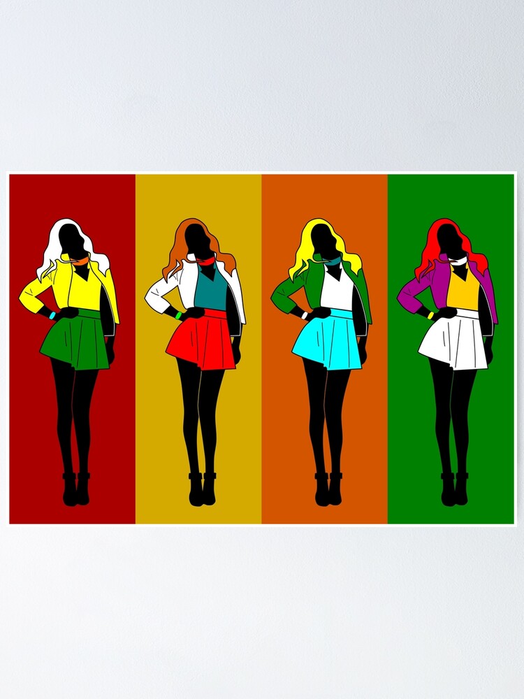 Póster «pop art cuatro chicas en ropa de diferentes colores.» de Molarsen |  Redbubble