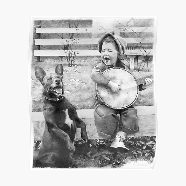 Little girl playing a banjo Poster