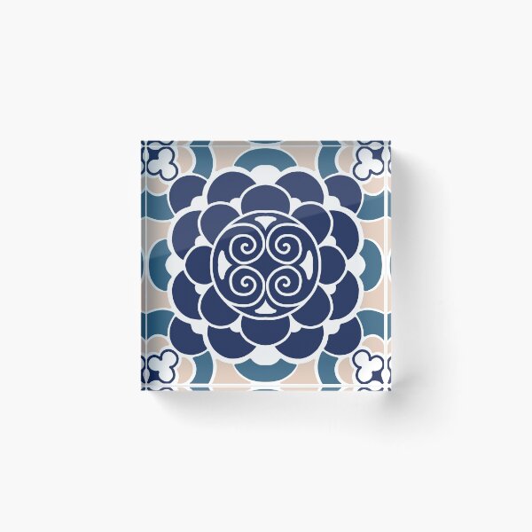 Item preview, Japanese traditional indigo floral pattern designed and sold by PG Illustration.