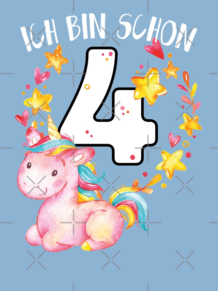 T-shirt enfant avec l'œuvre « Anniversaire 4 ans garçon fille numéro quatre  licorne » de l'artiste catsandmore