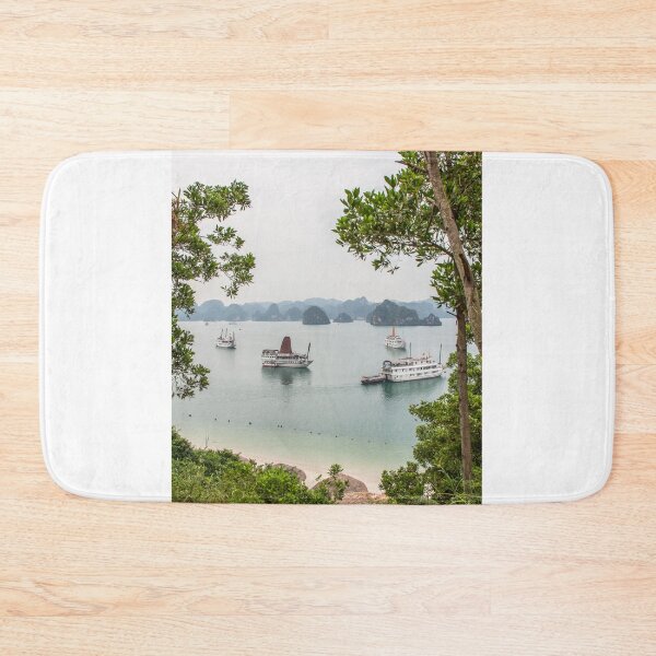 Item preview, A beautiful view of junk boats in Ha Long Bay through trees designed and sold by SnapTPhotograph.