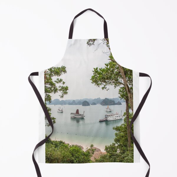 Item preview, A beautiful view of junk boats in Ha Long Bay through trees designed and sold by SnapTPhotograph.