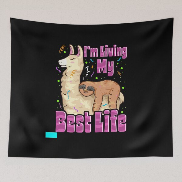Item preview, Cute Sloth & Llama Living My Best Life Napping Pun designed and sold by perfectpresents.