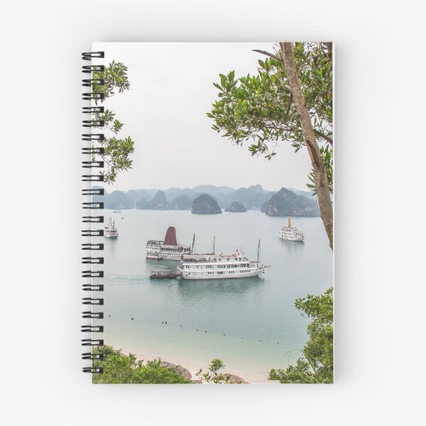 Item preview, A beautiful view of junk boats in Ha Long Bay through trees designed and sold by SnapTPhotograph.