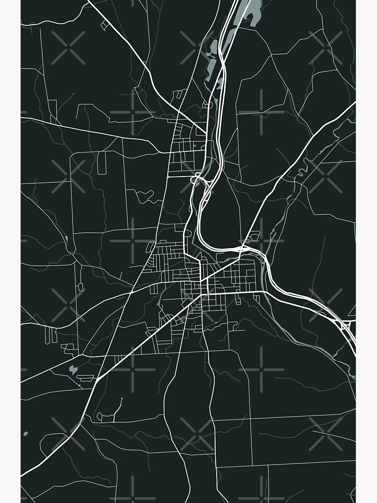 Thumbnail 3 of 3, Sticker, Cortland New York Map Line Art - Dark Green designed and sold by bird767.