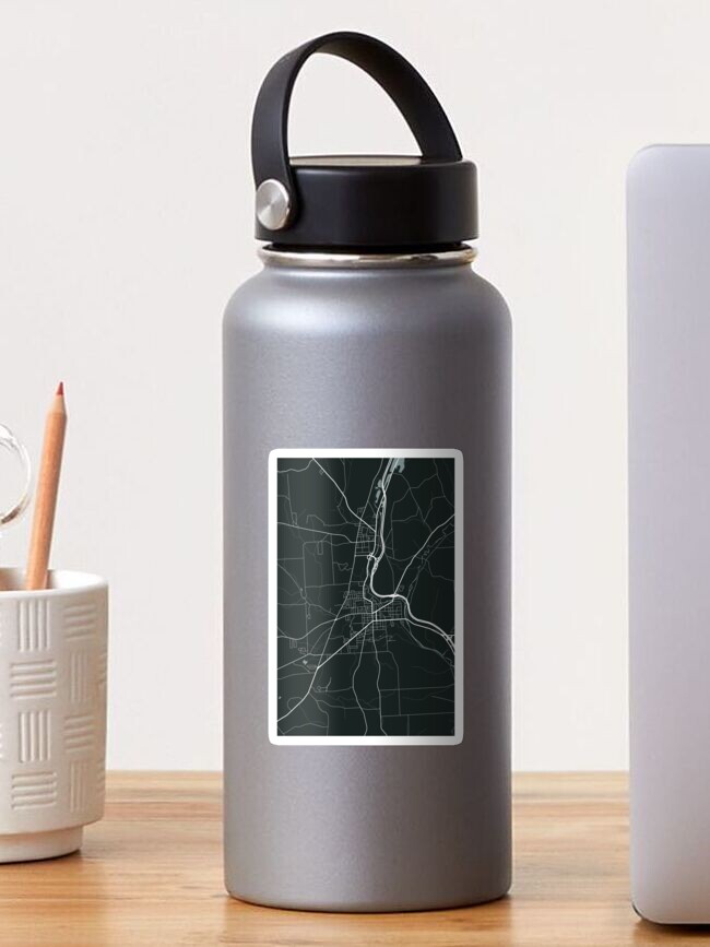 Thumbnail 1 of 3, Sticker, Cortland New York Map Line Art - Dark Green designed and sold by bird767.