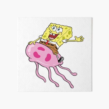 SpongeBob riding a Jellyfish  Art Board Print for Sale by Mrpig12