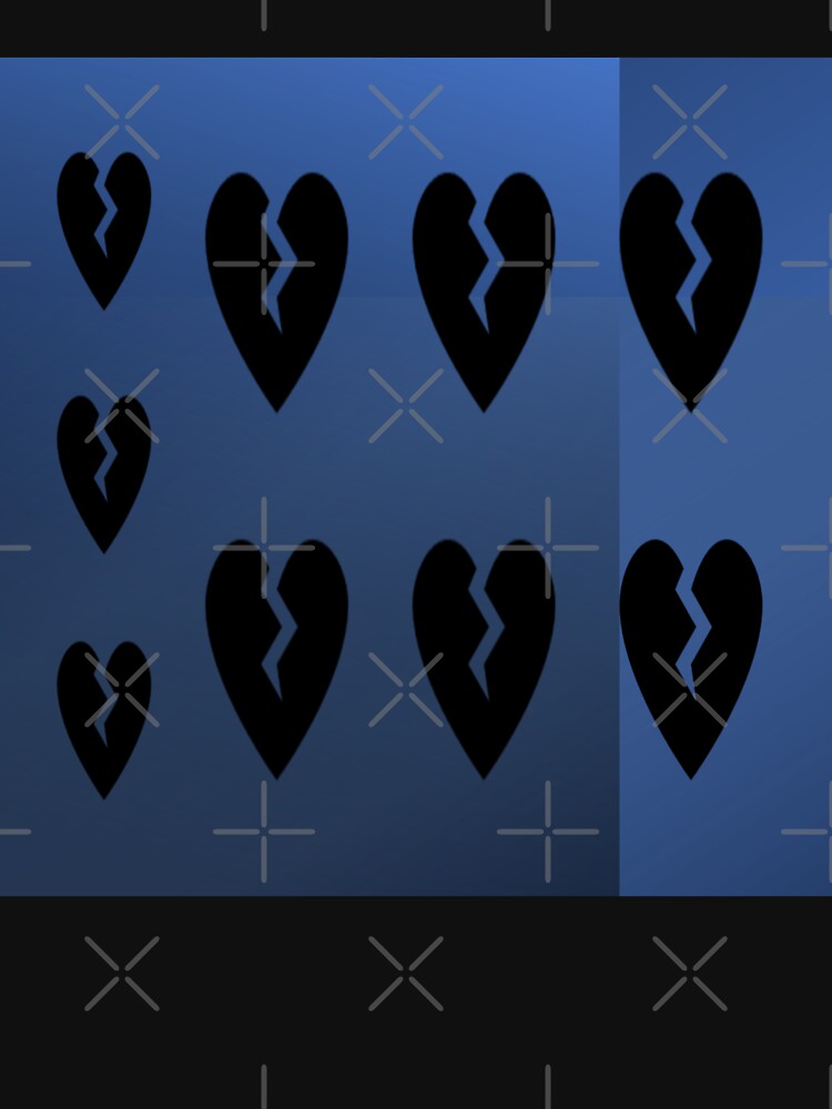 9 black broken hearts with different shades of blue background by Veee8
