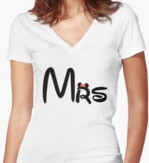 Honeymoon Mr and Mrs T-shirts Women's Fitted V-Neck T-Shirt