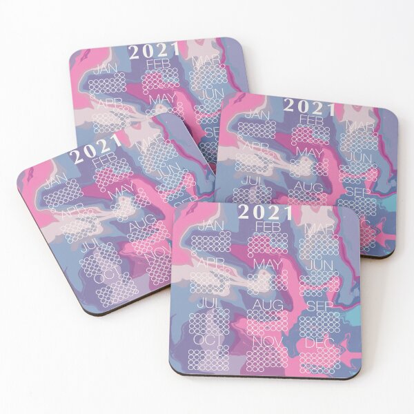 Item preview, 2021 Vibrant Abstract Calendar (white text) designed and sold by AtlasPrints.