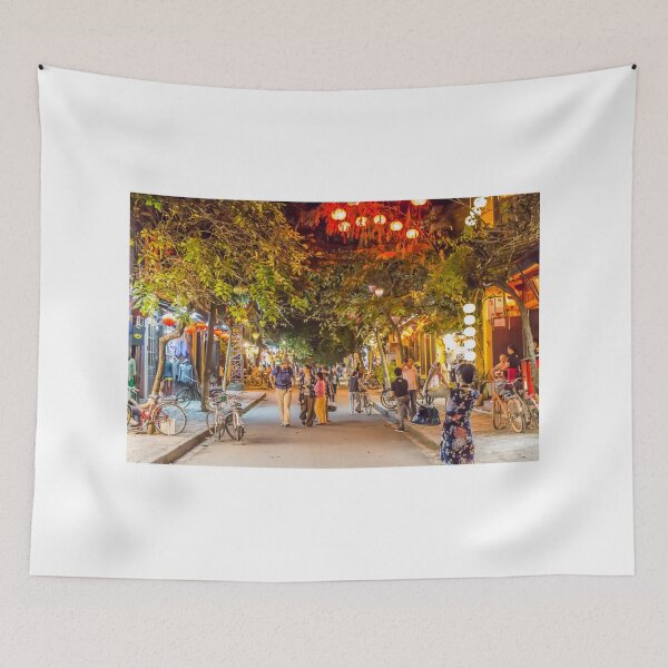 Item preview, Le loi street at night, with lanterns, trees and suit shops, Hoi An, Vietnam  designed and sold by SnapTPhotograph.