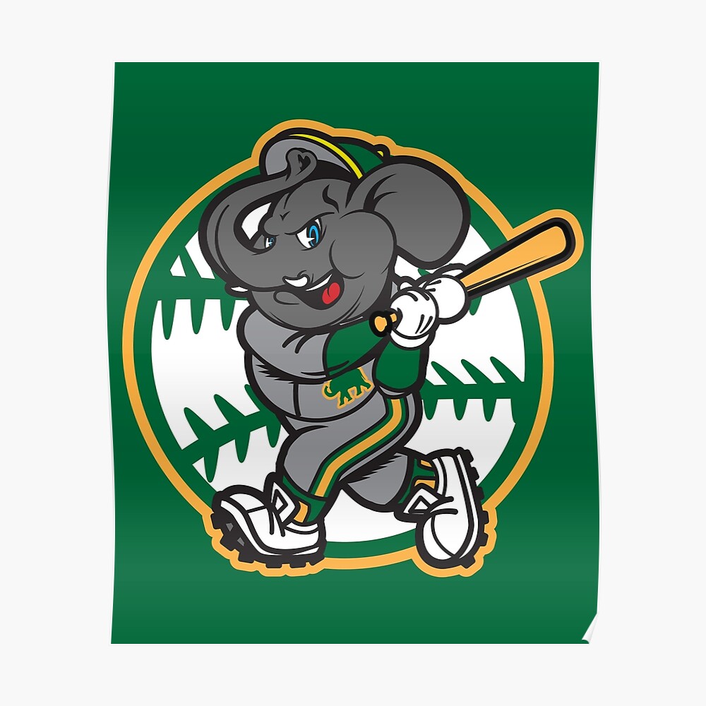 Vintage Athletics baseball Stomper Elephant Mascot logo - Athletics -  Sticker