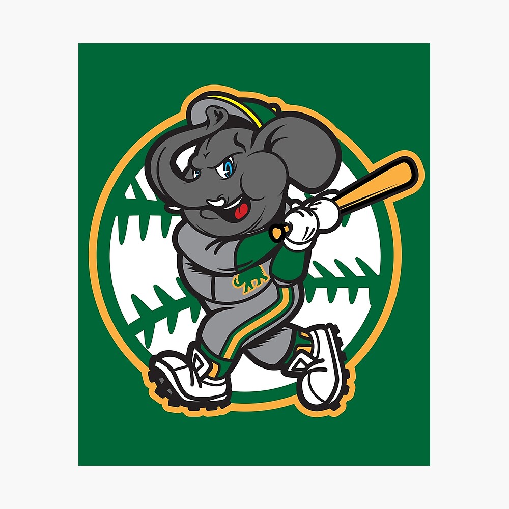 Oakland A's Elephant Baseball Metal Print for Sale by OrganicGraphic