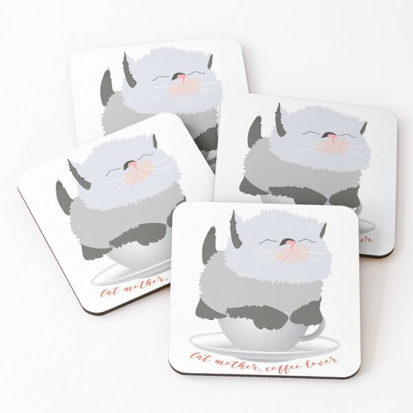 Item preview,  Cat mother coffee lover, Fluffy siamese kitten and coffee cup designed and sold by orangerinka.