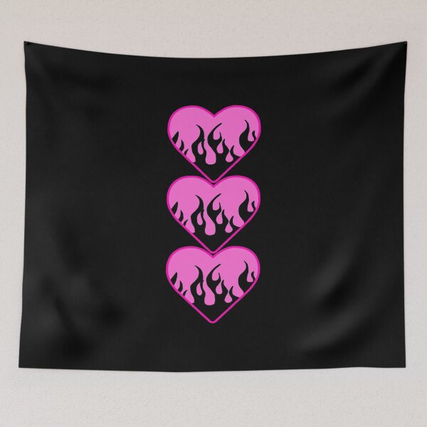 Item preview, 3 layered black flame pink heart designed and sold by stickersbyro ☆.