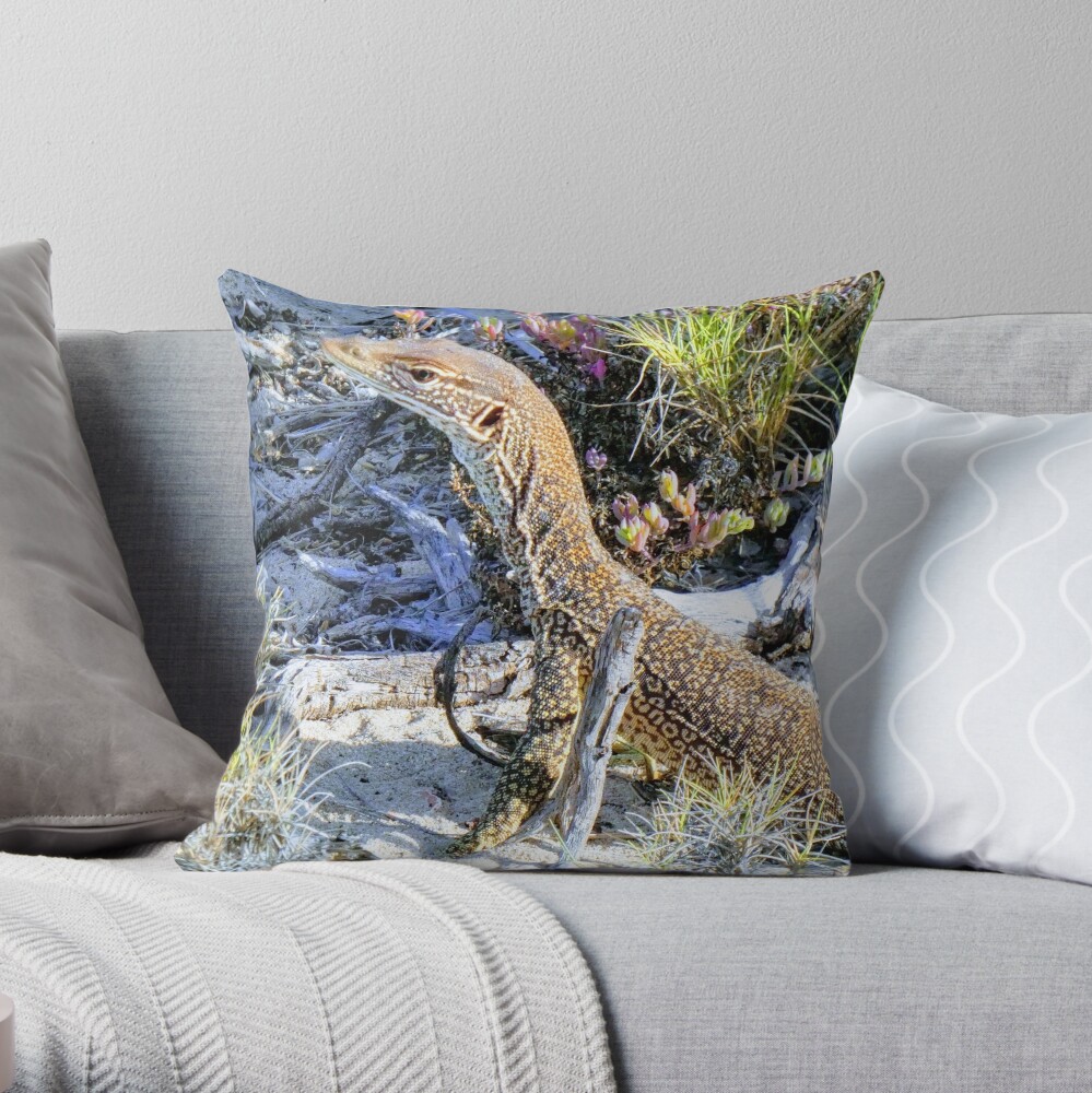 Perentie Australian Lizard Throw Pillow