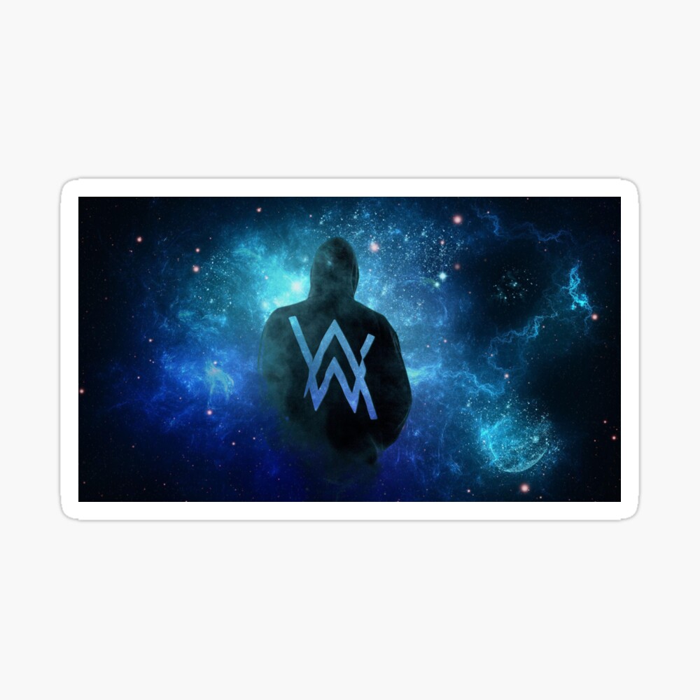 Alan Walker - Blue Spack Background with Hoodie On