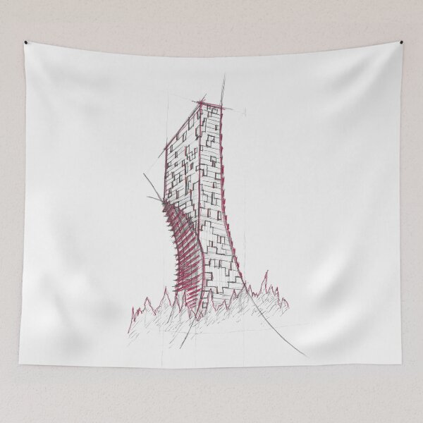 Item preview, Abstract Architectural Skyscraper Distressed Sketch White designed and sold by Tritonn204.